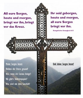 Kreuz mit Texten 