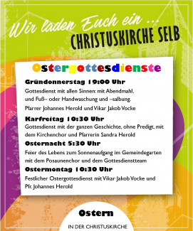 Plakat in den Farben der Christuskirche und Text 