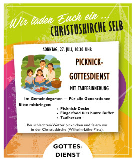 Sonntag 27.7. 10:30 Uhr Picknickgottesdienst