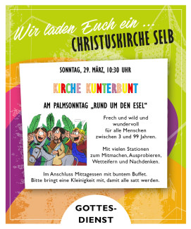 Kirche Kunterbunt am 29.3. um 10:30 Uhr