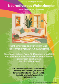 Wohnzimmer mit Beschreibungstext