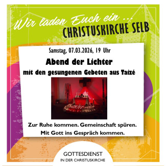 Abend der Lichter am 7.3. um 19 Uhr