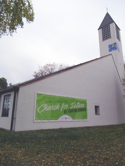Banner an der Christuskirche 