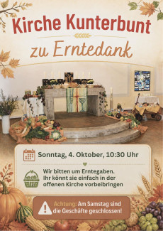 Bild des geschmückten Altars mit Text 