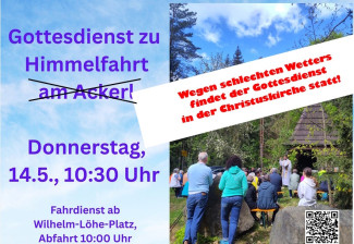 Veranstaltungsplakat zum Gottesdienst mit neuem Ort 