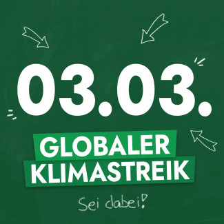 Text 3. März, Globaler Klimastreik, Sei dabei! 