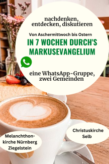 Sprechblasen mit Informationen und im Hintergrund eine volle Kaffeetasse 